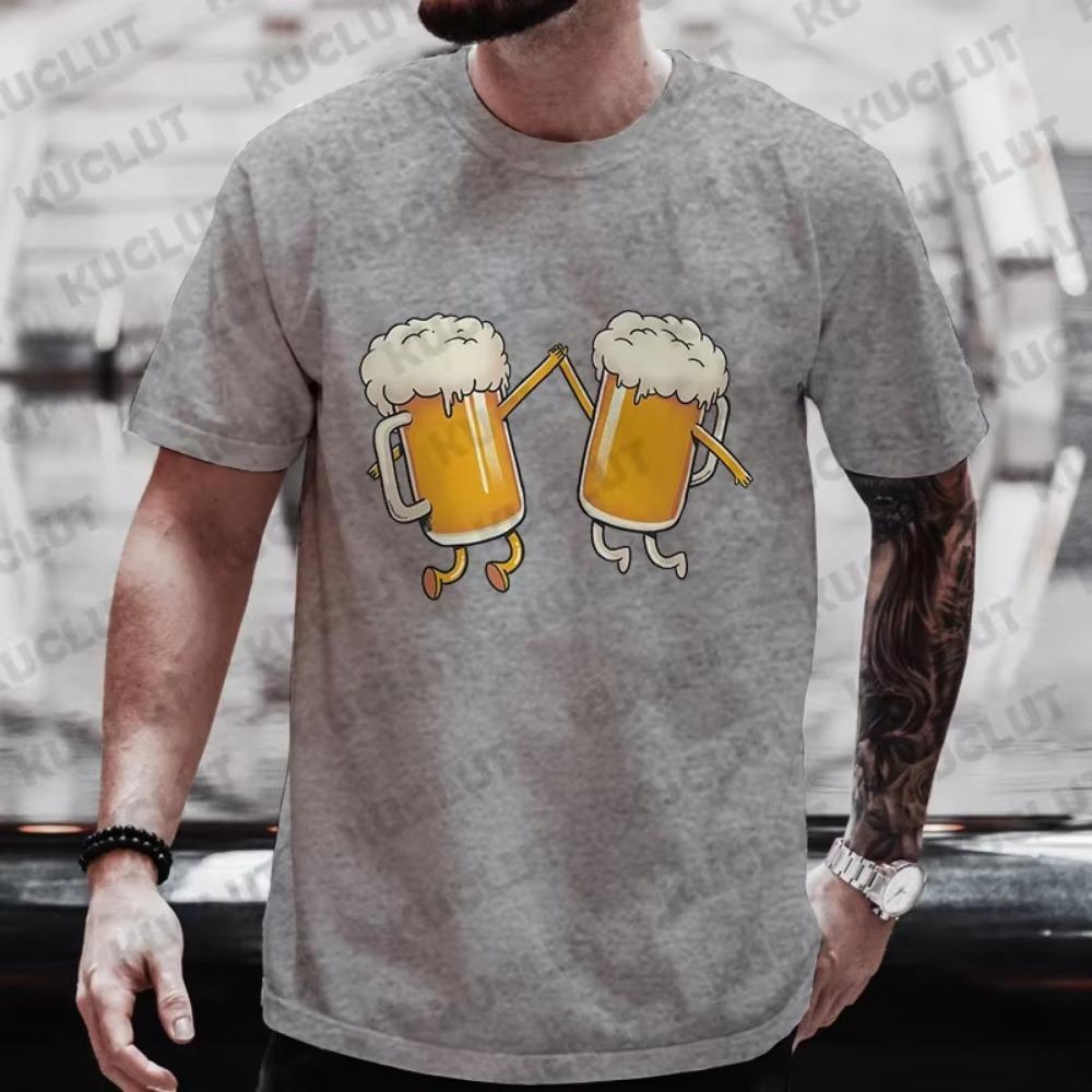 T Shirt for Men Drinking Party Team Matching Tees Cheers Beer Graphic Y2k Tops Fashion Beer DAY Plus Size Outfit Streetwear