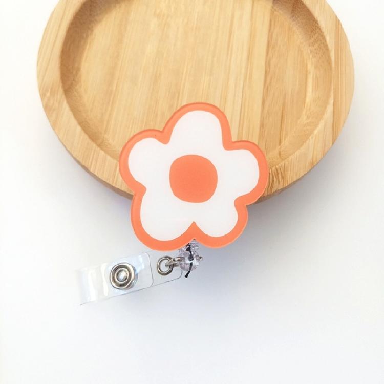 Flexible Rotating Card Holder With Vibrant Fashionable Petal Design Acrylic Construction And Adjustable Cord Length