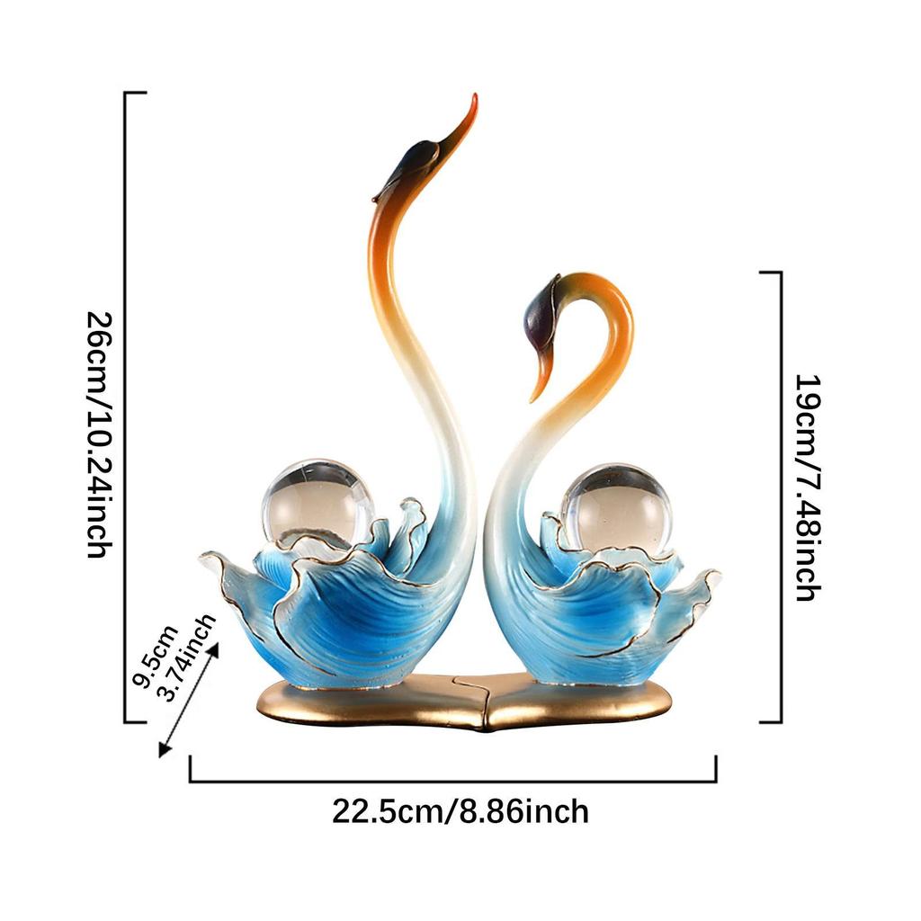 2Pcs Swan Figurines Ceramic Statue Decoration Couple's Home Decorations Creative
