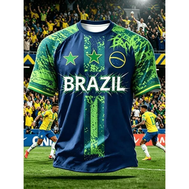 2026 New Brazil Football Jersey T Shirt Brazilian National Team Shirt O Neck Oversized Casual Streetwear Mens Apparel Fan Jersey