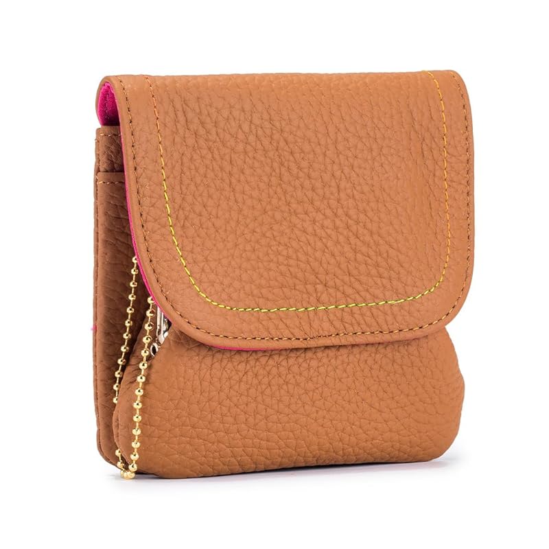 

Yocipa Genuine leather ladies mini wallet popular multifunctional Clasp coin case small change leather insert compact wallet accessory case (ocher)