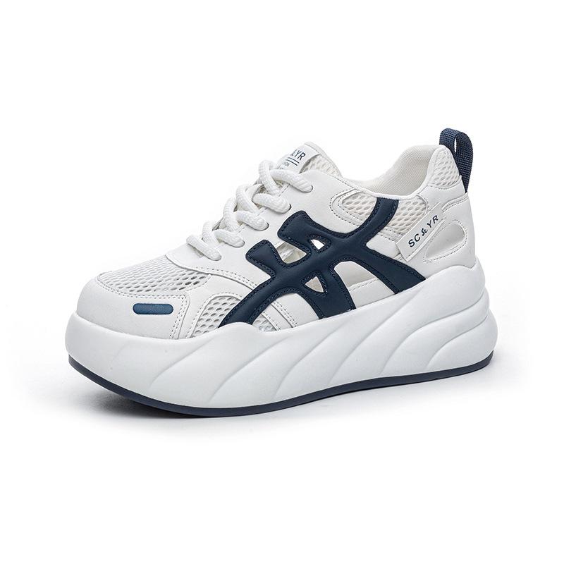 Thick-soled Heightening Little White Shoes Women's 2025 Summer New Casual Fashion Versatile Explosive Version Hollow, Light and Breathable Women's