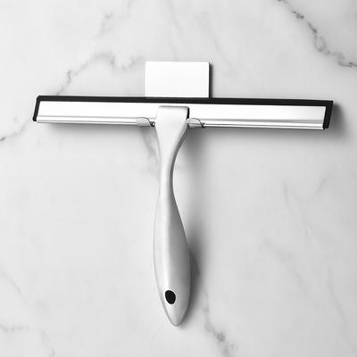 12'' INCH Stainless Steel Shower Squeegee with Adhesive Hook Silicone Blade Rubber Wiper Window Tile Wall Mirror Car Cleaning