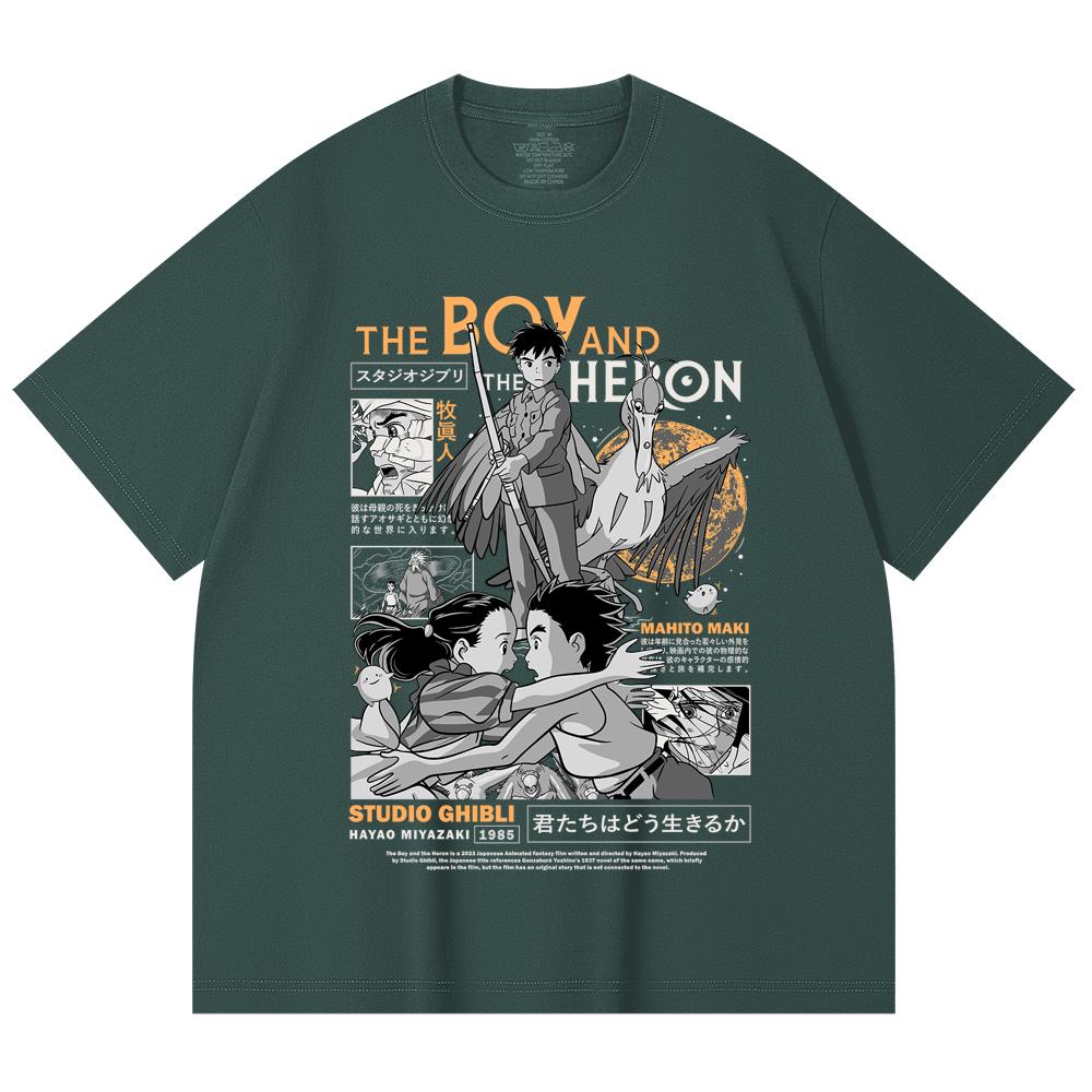 230 Gsm 100% Cotton Ghibli V3 The Boy The Heron Print Unisex Heavy Cotton T Shirt