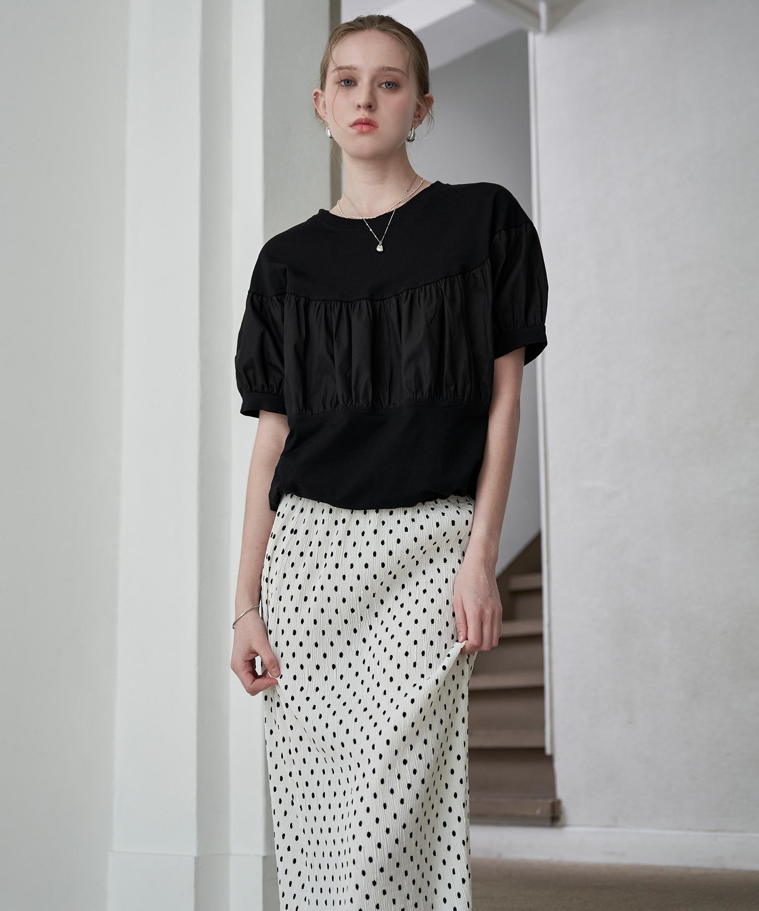 Leni And Mccoy Daily Shirred Round Short Sleeve T-Shirt Mn05Ts770Fjy Black/One Size
