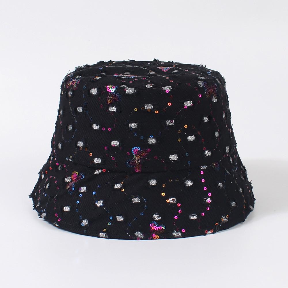 Japanese Style Denim Fisherman Hat With Sparkling Butterfly Bow Perfect For Summer