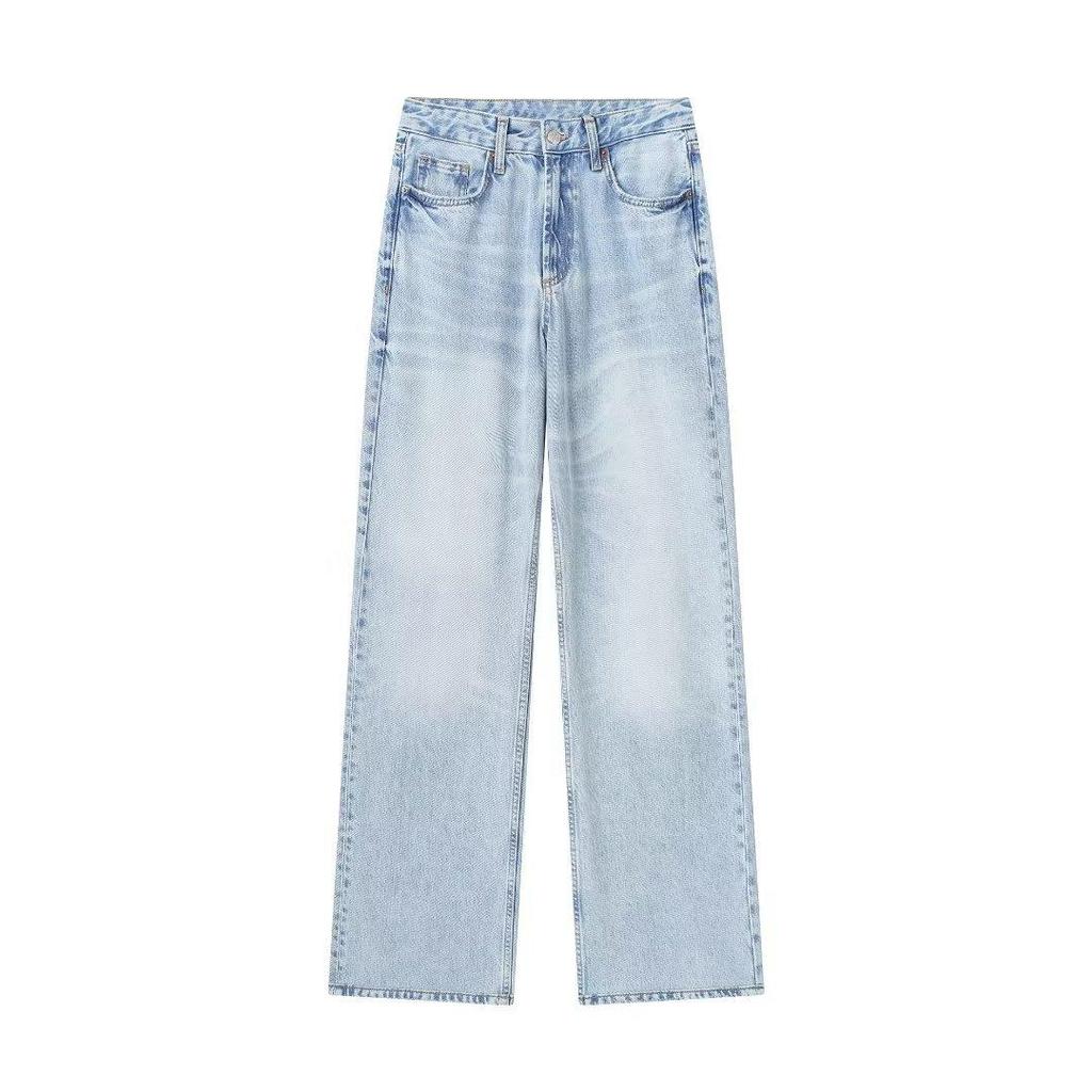 Vintage Streetwear Jeans Women Korea Fashion Holes Decorated Denim Pants Patchwork High Waist Casual Trousers Y2K Lady Clothing