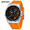Sanda Men's Waterproof Alloy Car Wheel Design Silicone Wristwatch