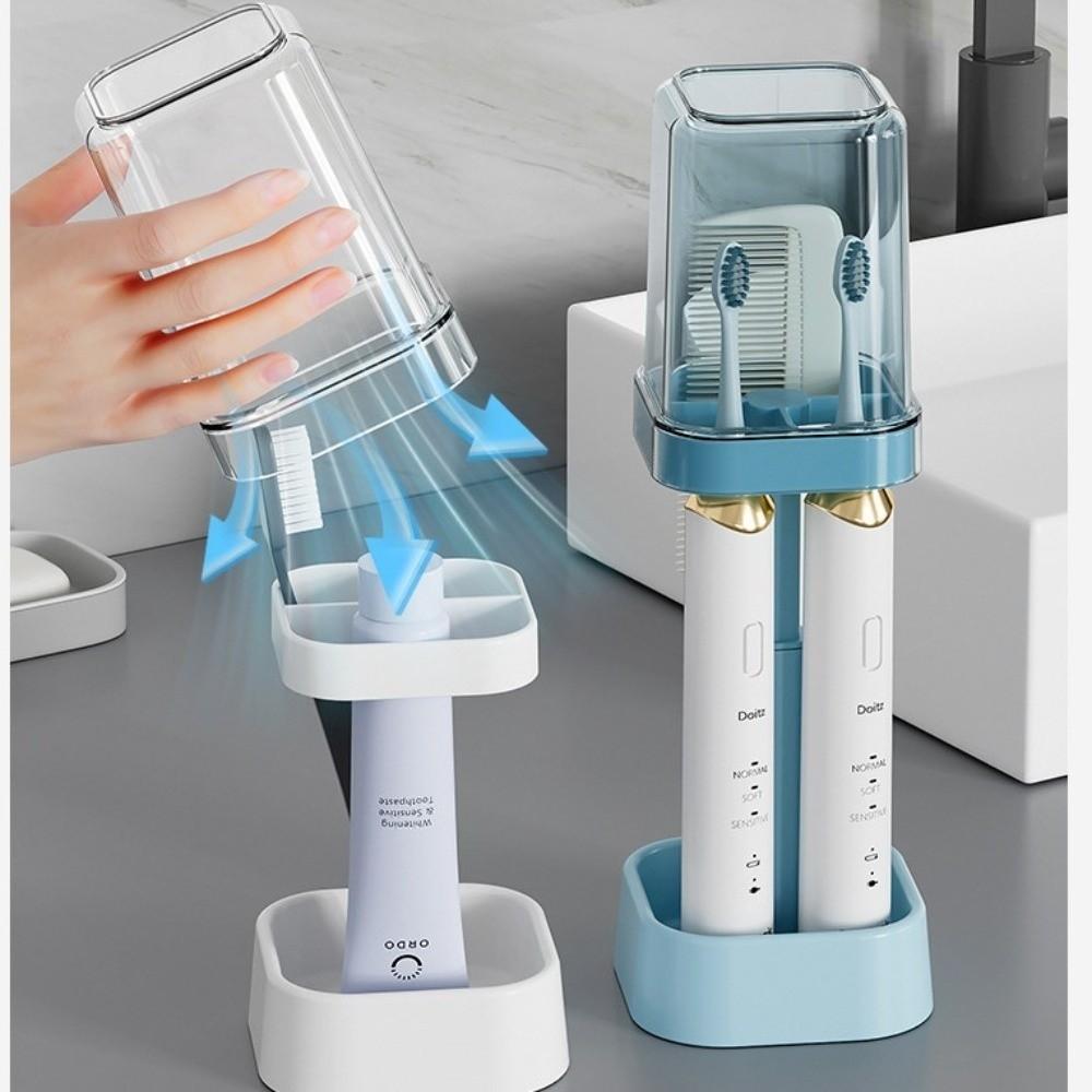 All-in-One Toothbrush Holder with Lid Toothbrush Organizer Bathroom Supplies Mouthwash Cup Couple