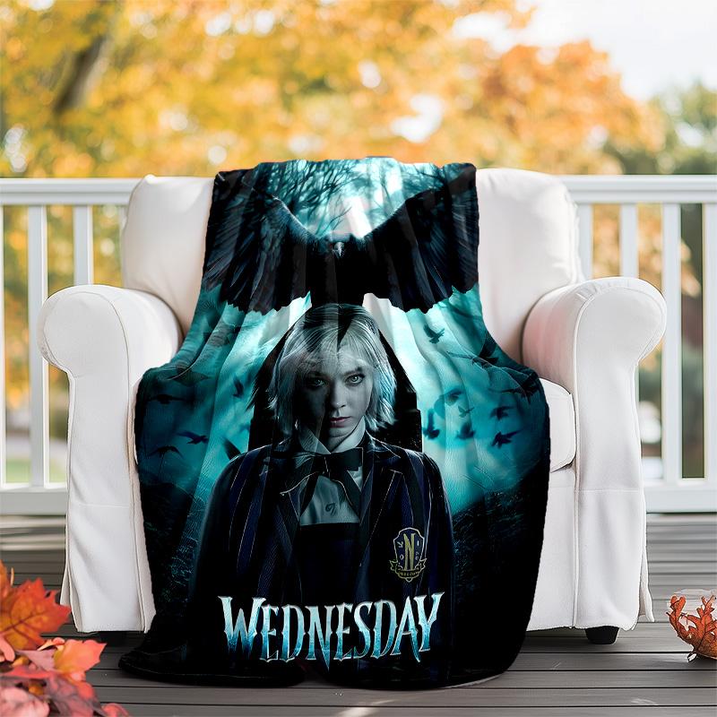 1pc Addams Family Wednesday Enid Theme Blanket - Digital Print, Polyester, Cozy for All Seasons, Perfect for Outdoor, and Travel
