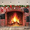 1Pcs Glowing Fireplace Crackling Fire Decoration Background Winter Backdrop For Photo Studio Photo Booth Party