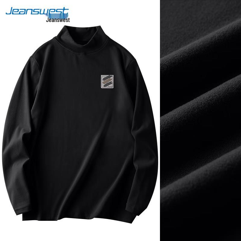 Jeanswest Men's Fleece-Lined Semi-High Collar Long Sleeve T-Shirt