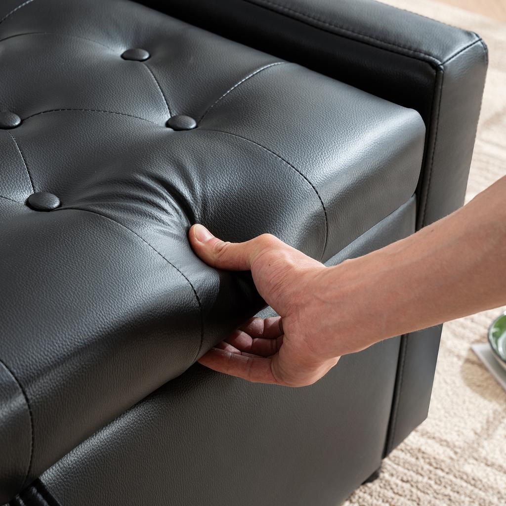 Rectangular Ottoman with Storage, PU Leather, Tufted Bench for Bedroom, Living Room, Entryway, Hallway, Supports 150 kg, Stylish, Functional