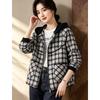 D.F.DEAR Women's Casual Hooded Plaid Jacket