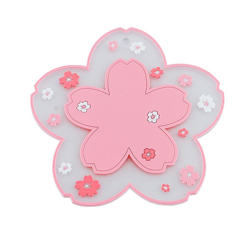Cherry Blossom Non-slip Heat-resistant Rubber Placemat & Cup Coaster Set