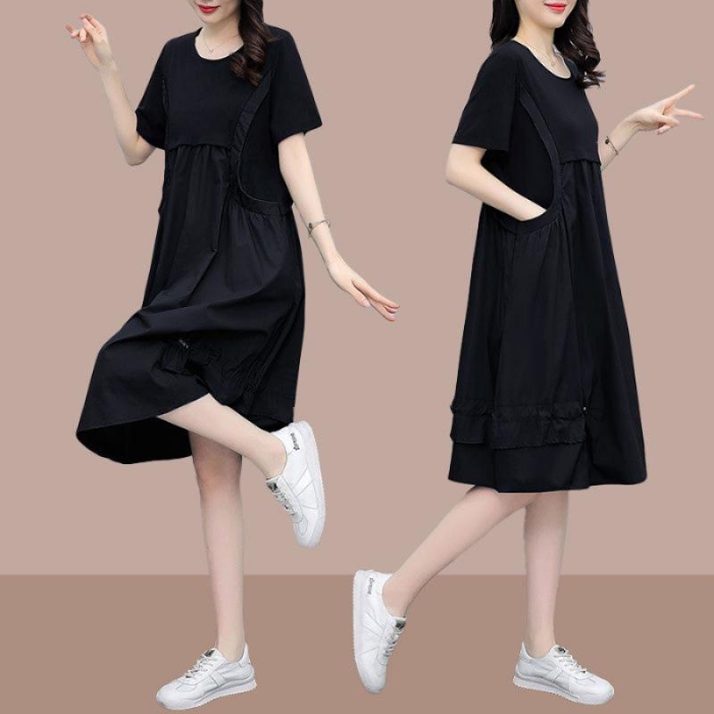 2026 Korean Style Plus Size Loose Midi Dress - Trendy, Stylish, Age-Reducing Summer Two-Piece Look