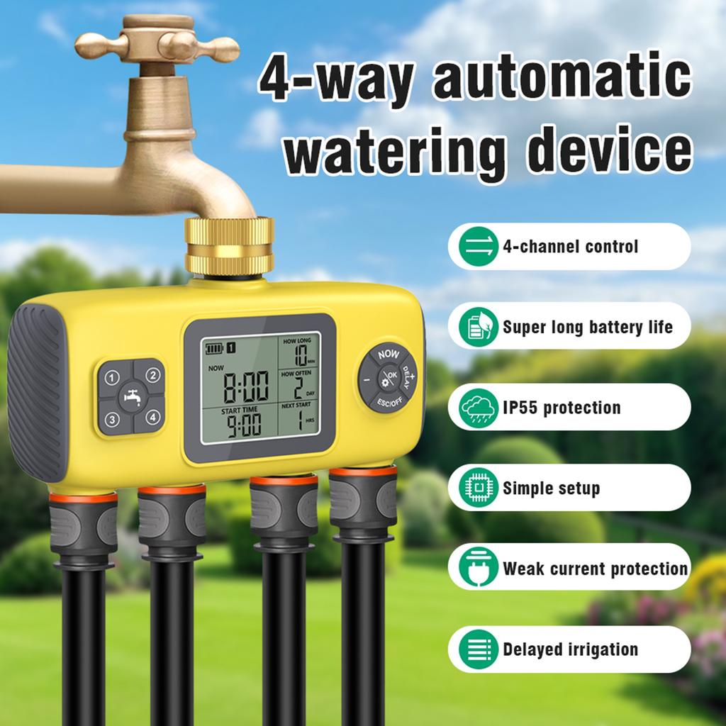 4 Channel Lawn Watering Timer Automatic Irrigation Timer For Large Yard And Greenhouses Efficient Irrigation Device