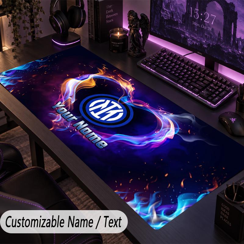 Large Mouse PadInter Milan Custom Name Text Personalized Desk Mat Non Slip Gaming Pad