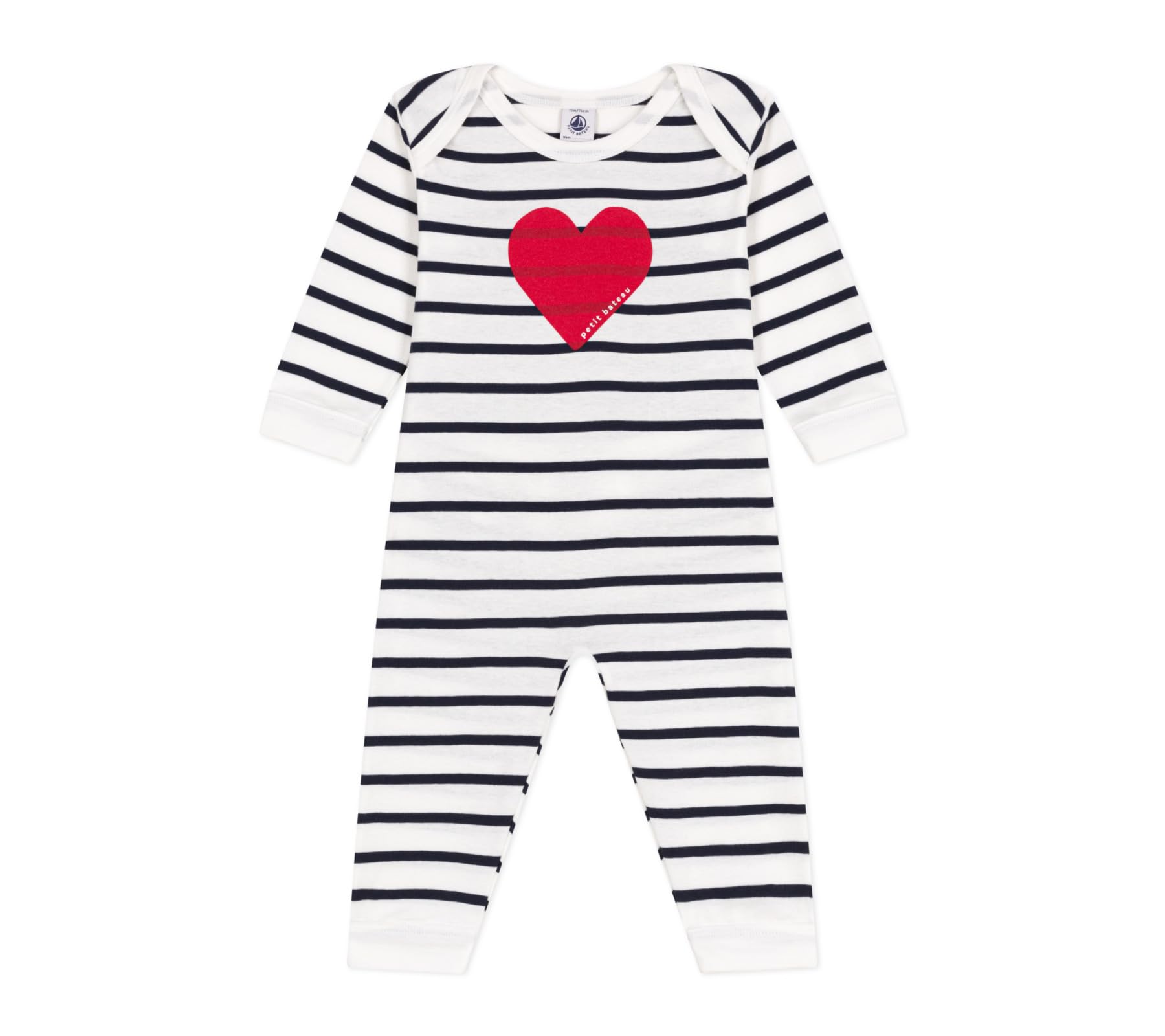 

Snapless Romper A0CN4 12 months 74cm [Petit Bateau] Off-White/Navy