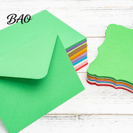 Decorative Envelopes for Special Occasions 50 Sets Wavy Edge Envelope And Card Set, Solid Color Smooth Elegant Western Style Writing Stationery,