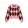 Spring New Women's Clothing Preppy Style Diamond Jacquard round Neck Long Sleeves Casual Knitting Outwear 5755011
