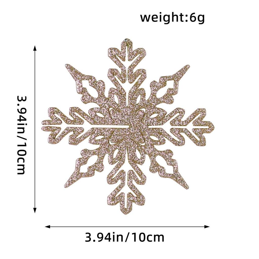 10CM Plastic Snowflake Christmas Tree Decorations - Hollow Powdered Snowflake Pendants