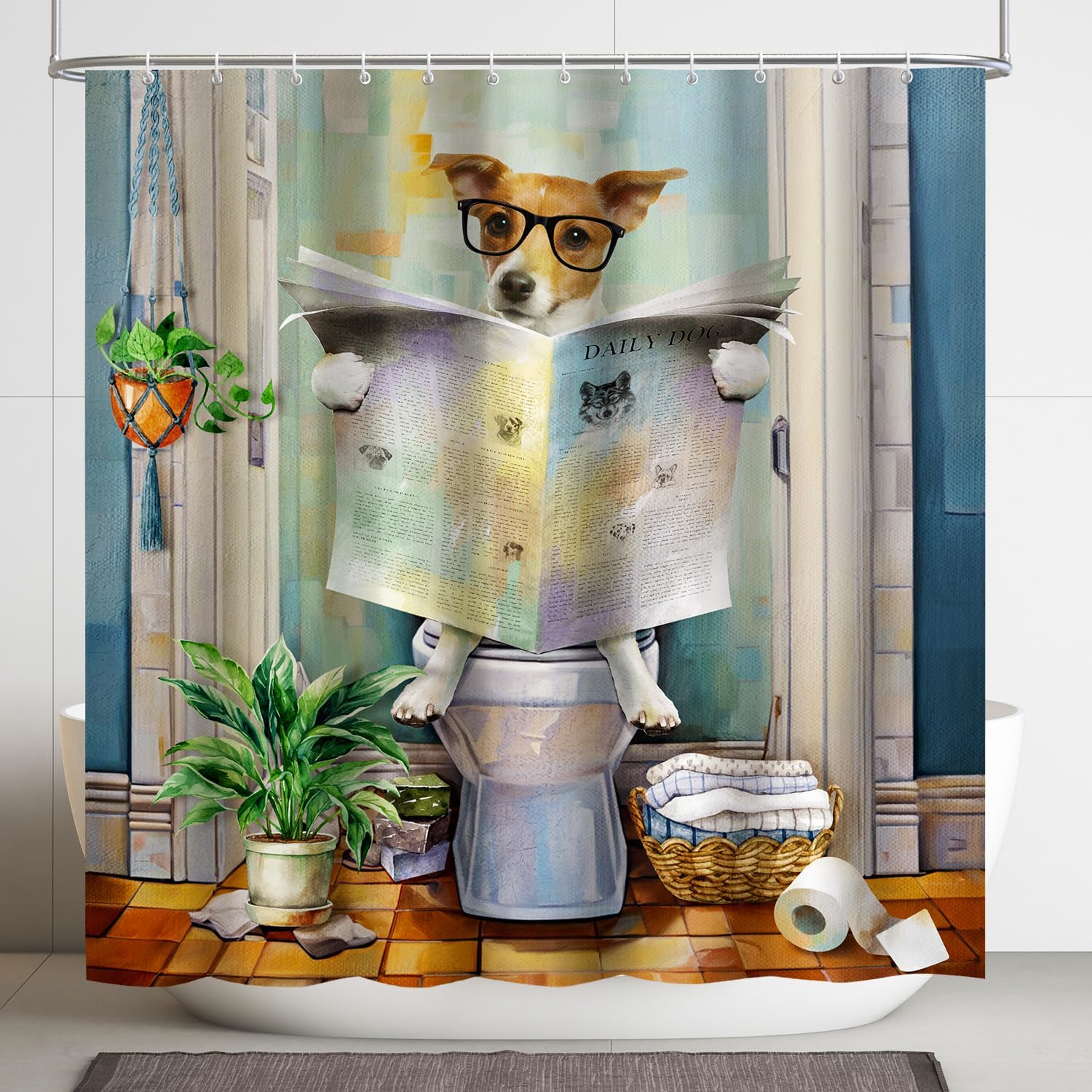 

Funny Shower Curtains, Cool Dog Shower Curtain, Fun Pet Puppy Waterproof Shower Curtains With Hooks For Bathroom Decor, Dog W60H190(CM)-1 Pcs