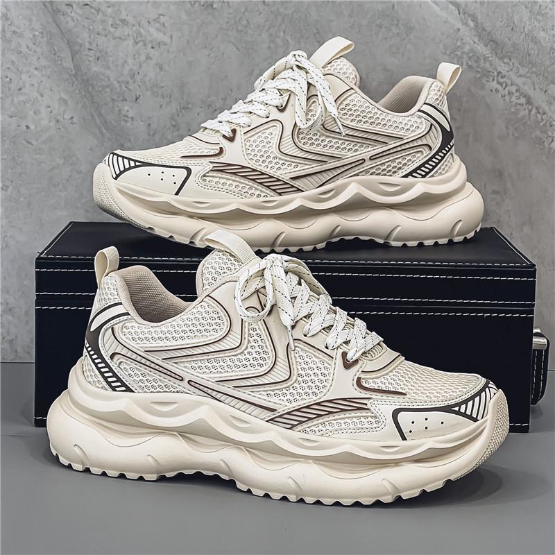 

Men s shoes 2025 new summer breathable casual versatile sports trendy shoes youth lightweight trend platform dad shoes 41 бежевий