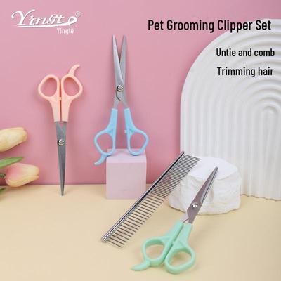 Scherenset für die Fellpflege von Haustieren: Knotenentfernung, Stahlkamm, Salon-Essentials