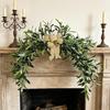 Artificial Olive Wreath Vine - Decorative Ornament for Mirrors & Fireplaces
