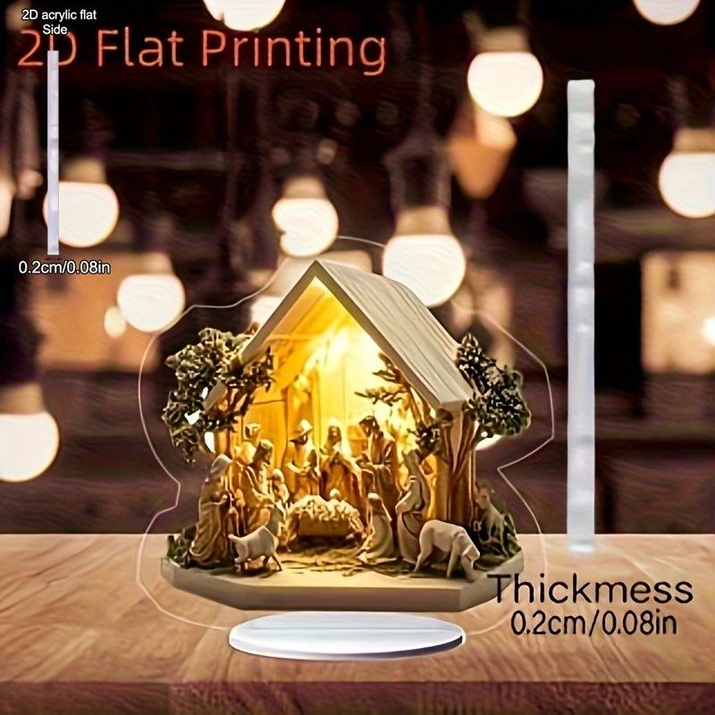 2D Flat Acrylic Christmas Scene Desktop Decoration, Suitable for Wall Decoration, Porch, Room, Villa, Accents Home, Hallway, or Workplace - Rustic Far