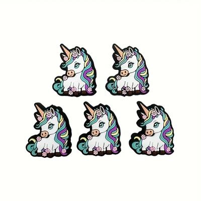 5/25/51PCS 2D Unicorn Series Silicone Bead Set, Perfect for DIY Handmade Crafts Such As Keychains, Necklaces, Bracelets, Etc