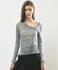 NICK&NICOLE Asymmetry Drape Shirring Top_Charcoal