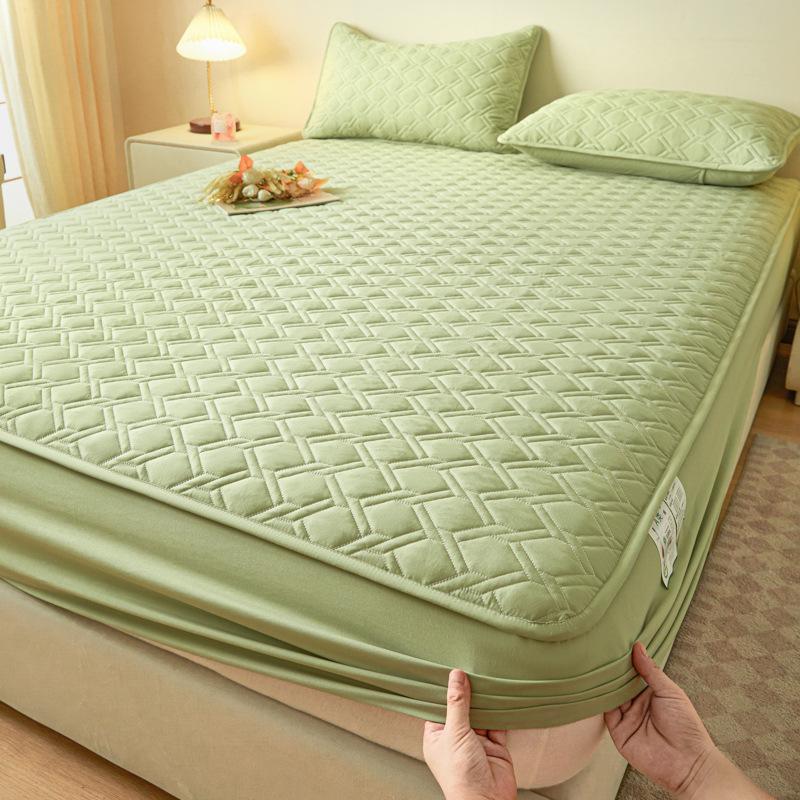 Class A maternal and infant grade solid color mattress three-piece set, cotton padded dust cover, washed cotton non-slip mattress cover