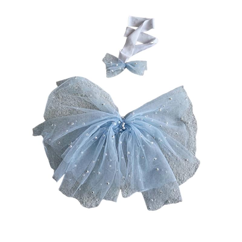 

Baby Photography Props Headband & Beadwork Bowknot Wing Set Newborn Photo Props Baby Photoshooting Accessories 2PCS небесно-голубой