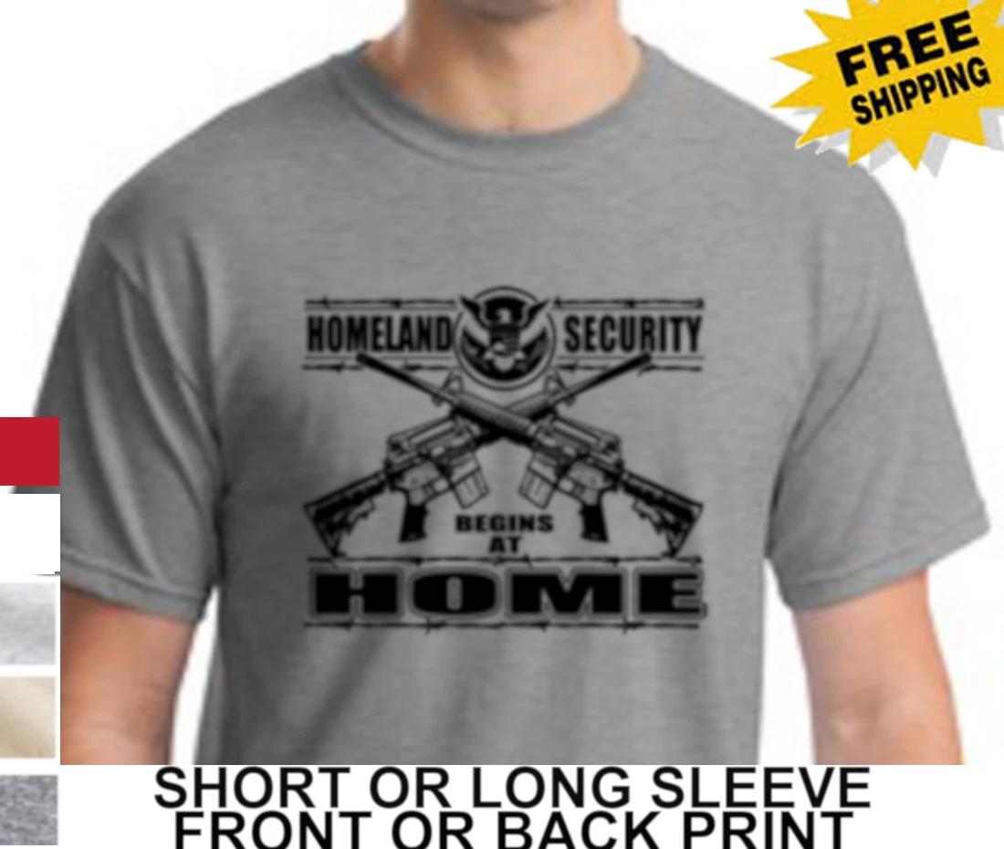 2nd Amendment Homeland Security Begins At Home Gun Rights AR15 Mens T Shirt XL