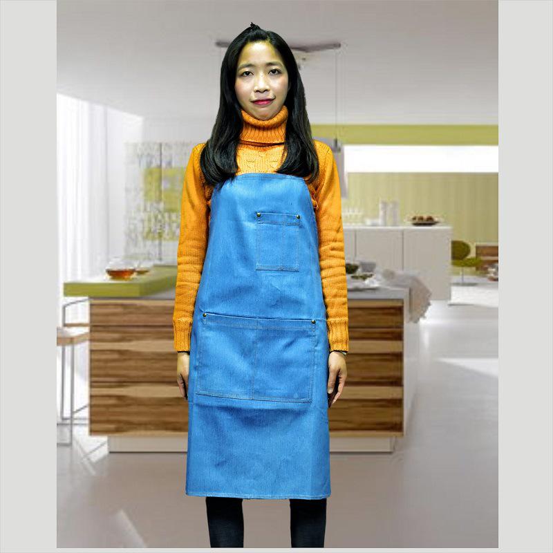 Unisex Nordic Denim Apron with Multi-Pockets for Kitchen and Home