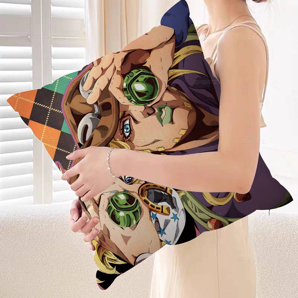JOJO Retro Kraft Paper Anime Cushion Cover Inches Farmhouse Decor Home Throw Pillow Covers for Couch Decorations