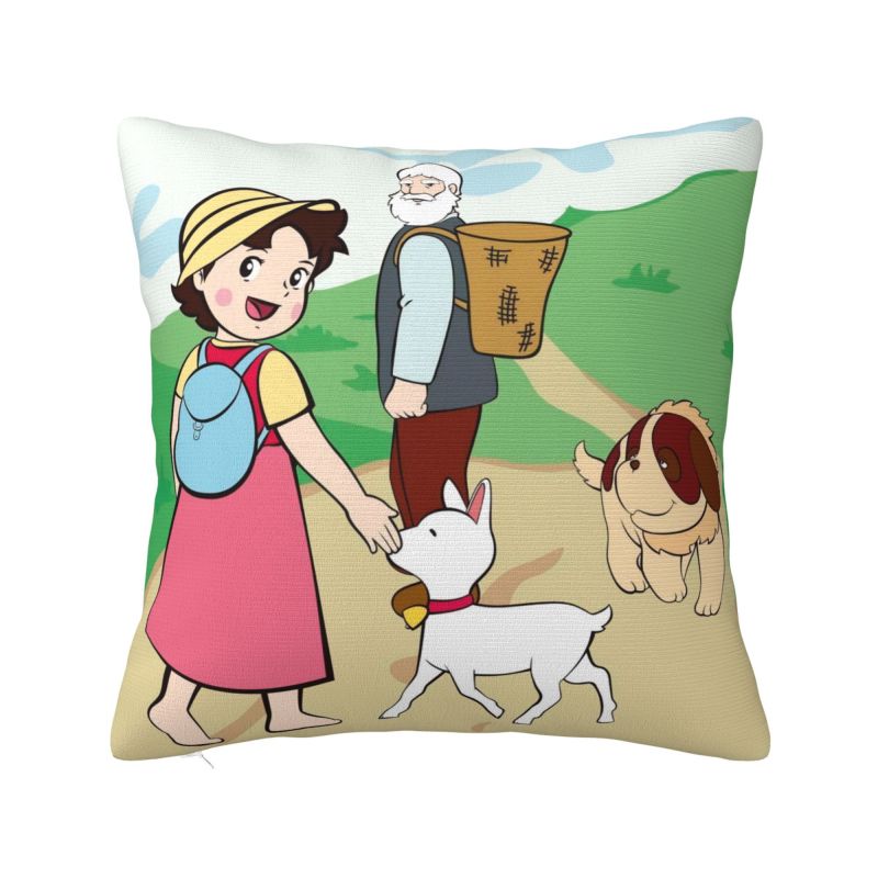 Heidi Peter And Grandpa Family Cushion Cover Soft Alps Mountain Pillow Case Sofa Car Square Pillowcase Living Room Decoration