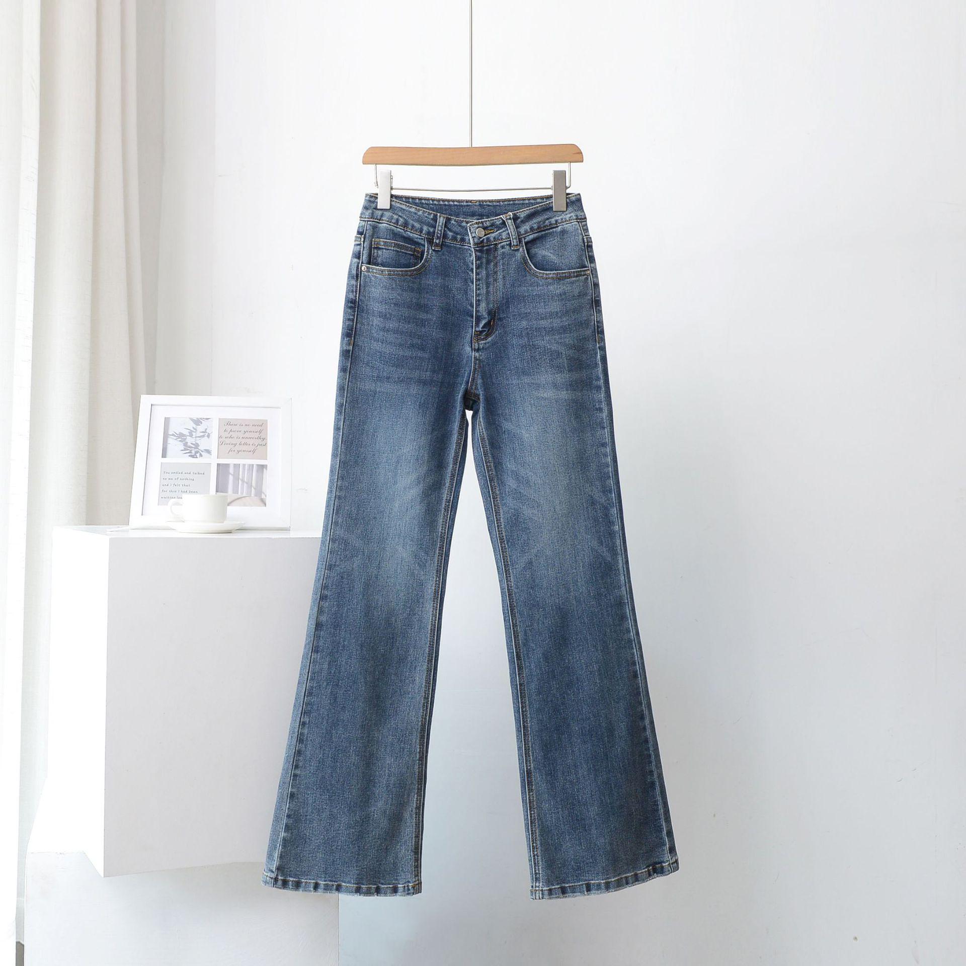

2025 Spring/Autumn Retro Blue Flare Jeans – Japanese Korean Casual Fashion for Women 30 синий