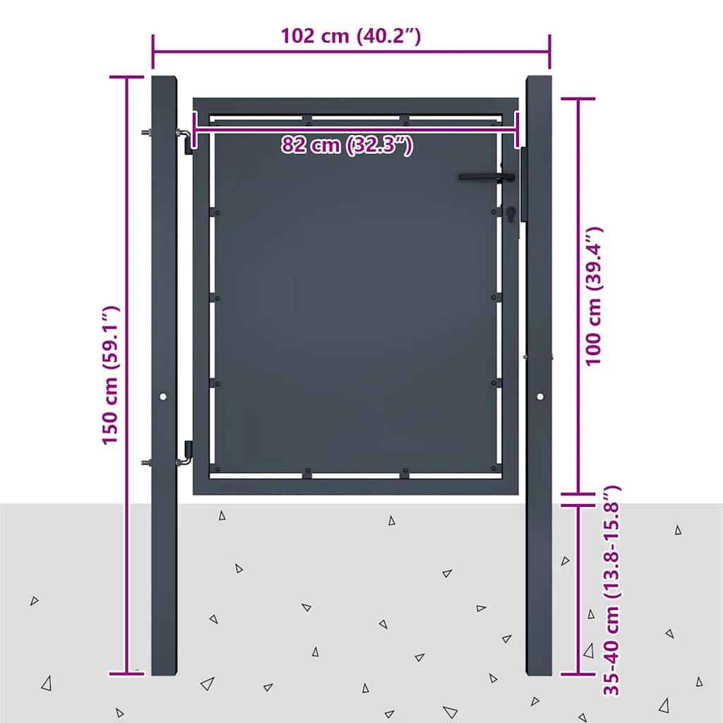 Vidaxl Brama Ogrodowa Stalowa 100X100 Cm Antracyt