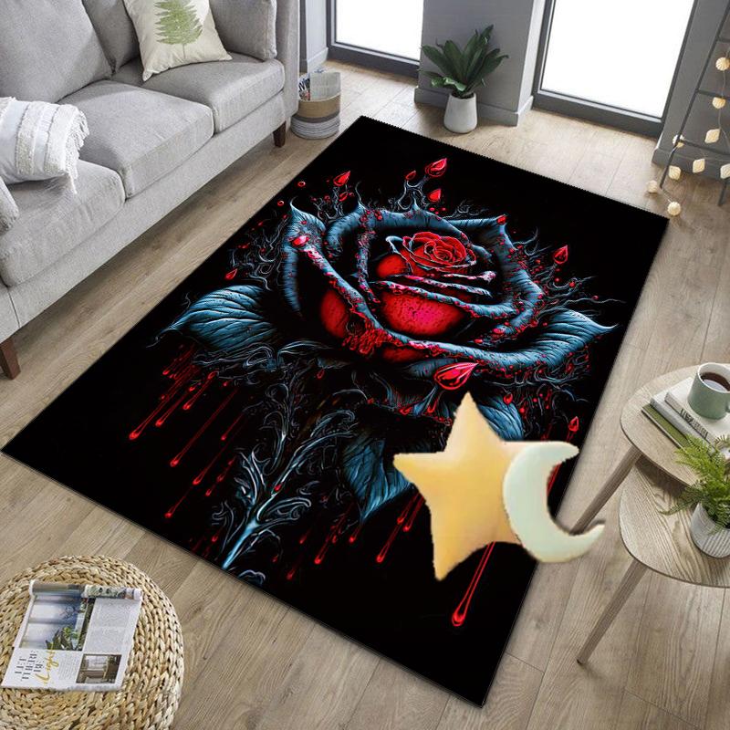 Blue Roses And Butterflies Office Rug Chair Mat, Entryway Carpet, Suitable for Front Door, Bedroom, Living Room, Desk, Holiday Gift