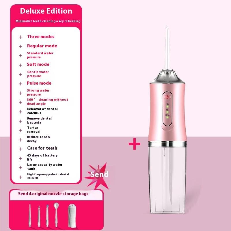 New Oral Irrigator Portable Dental Water Flosser USB Rechargeable Water Jet Floss Tooth Pick 4 Jet Tip 220ml 3 Modes Teeth Clean