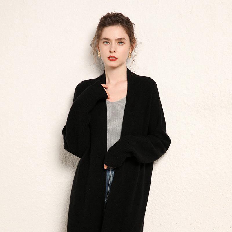 Cashmere Loose Mid-length Cardigan – Autumn/Winter Style Women's Knit Sweater