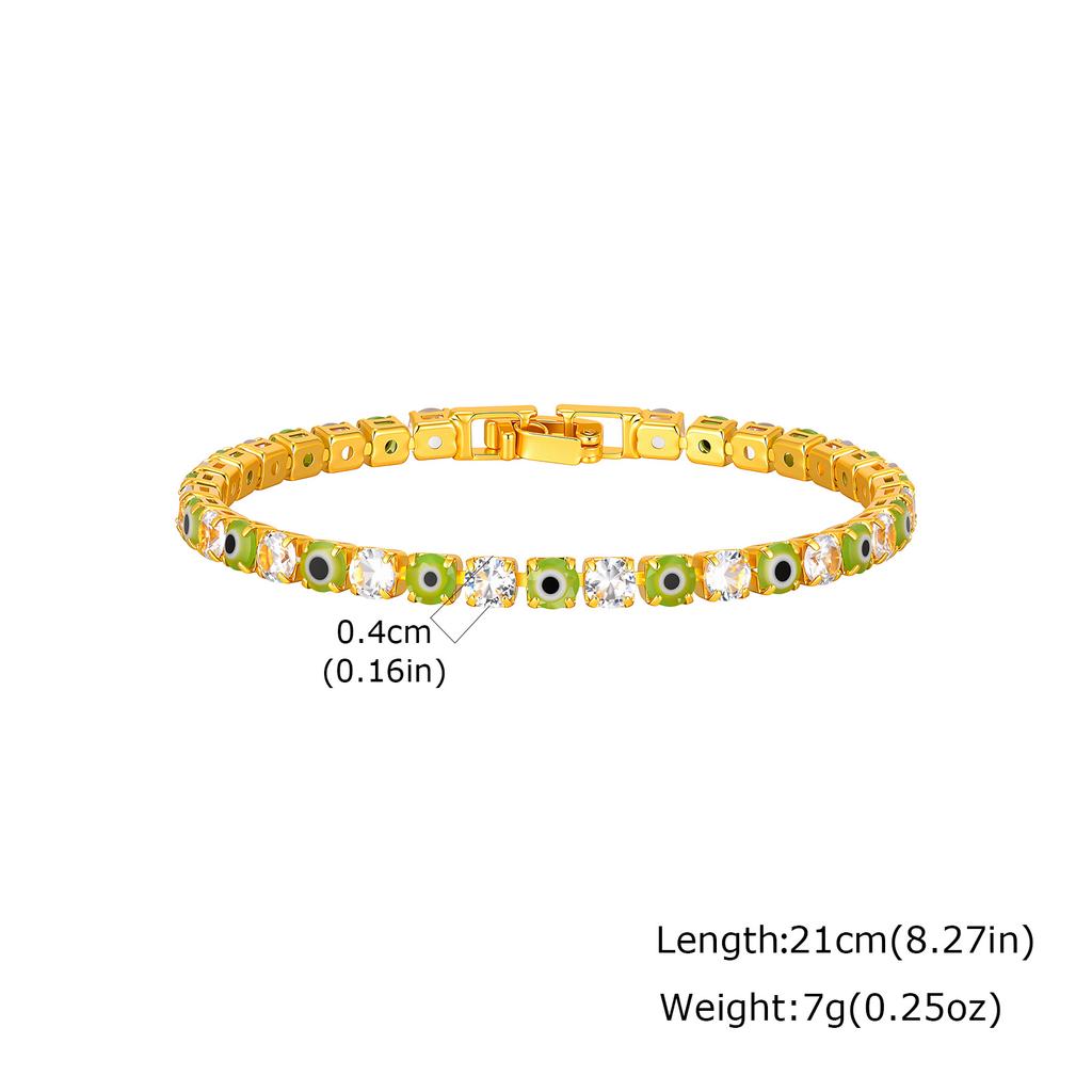 Colorful Crystal Tennis Bracelet For Women Fashion Cubic Zirconia Bracelets Devil's Eye Chain Bracelet Luxury Jewelry Gift