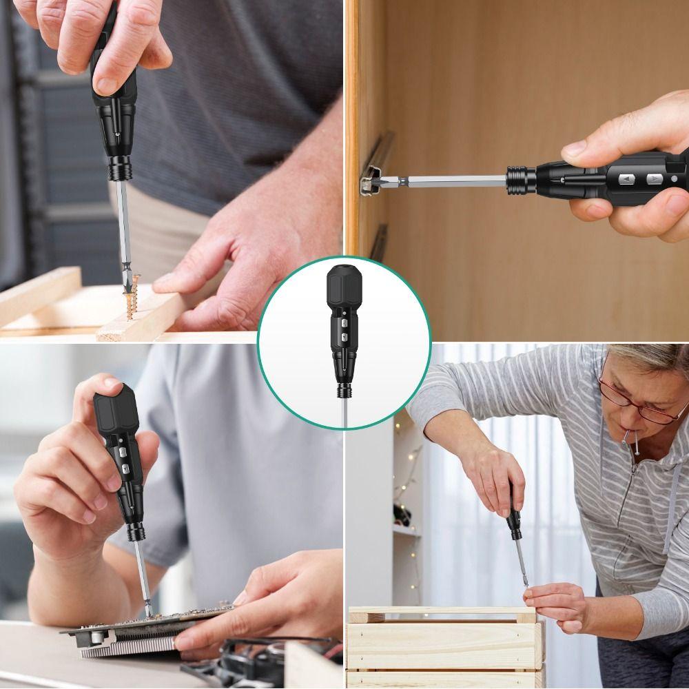 With LED Light Mini Home Screwdriver Cordless Power Screw Driver  DIY Hand Tool