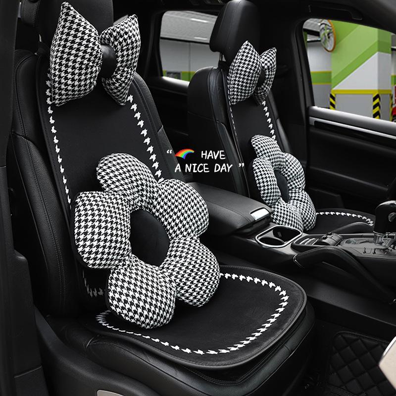 High-End Plush Houndstooth Winter Car Seat Heating Cushion