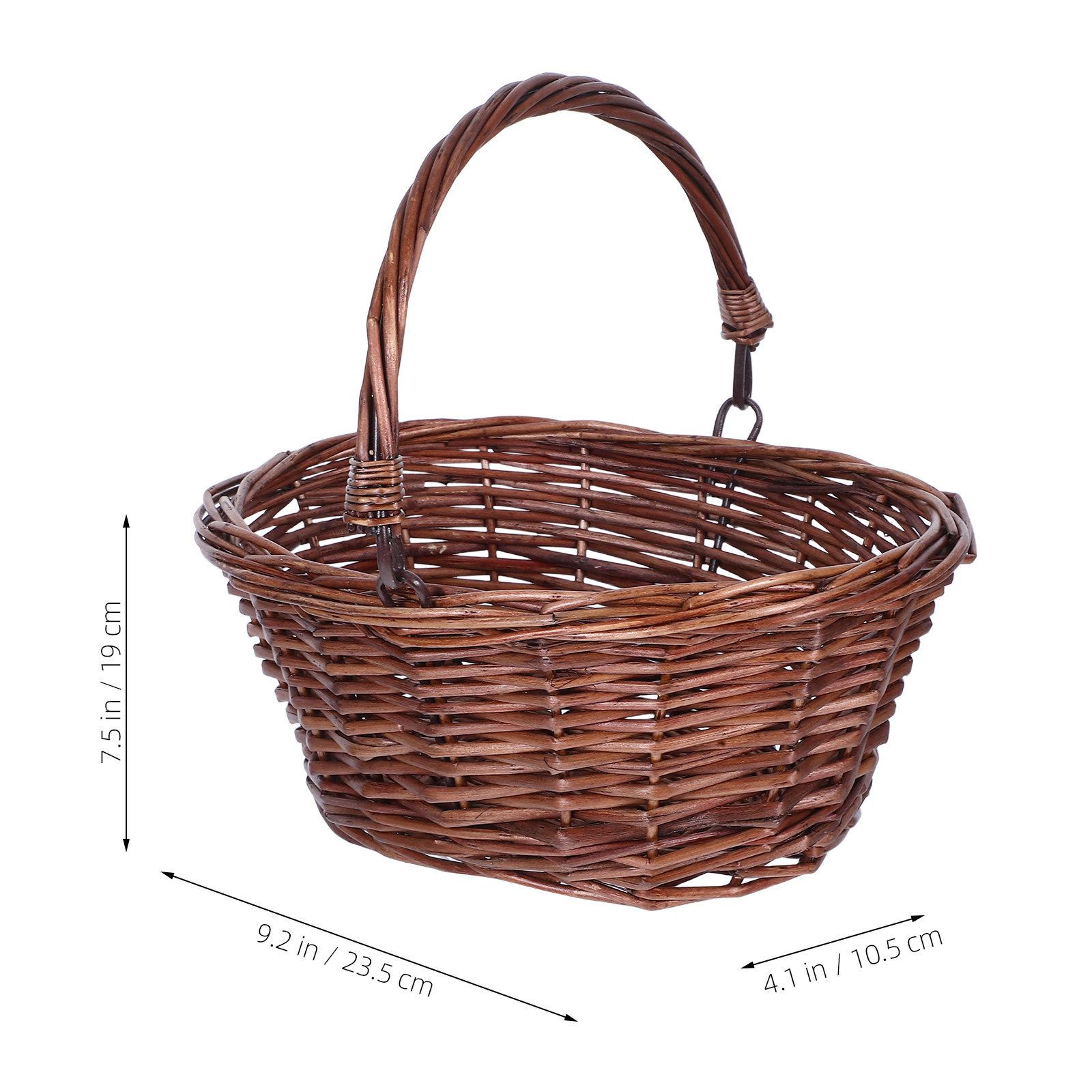 

Willow Handwoven Picnic Basket Large Capacity with Handle Portable Basket for Fruits Flowers Harvest Garden Decoration кофейный
