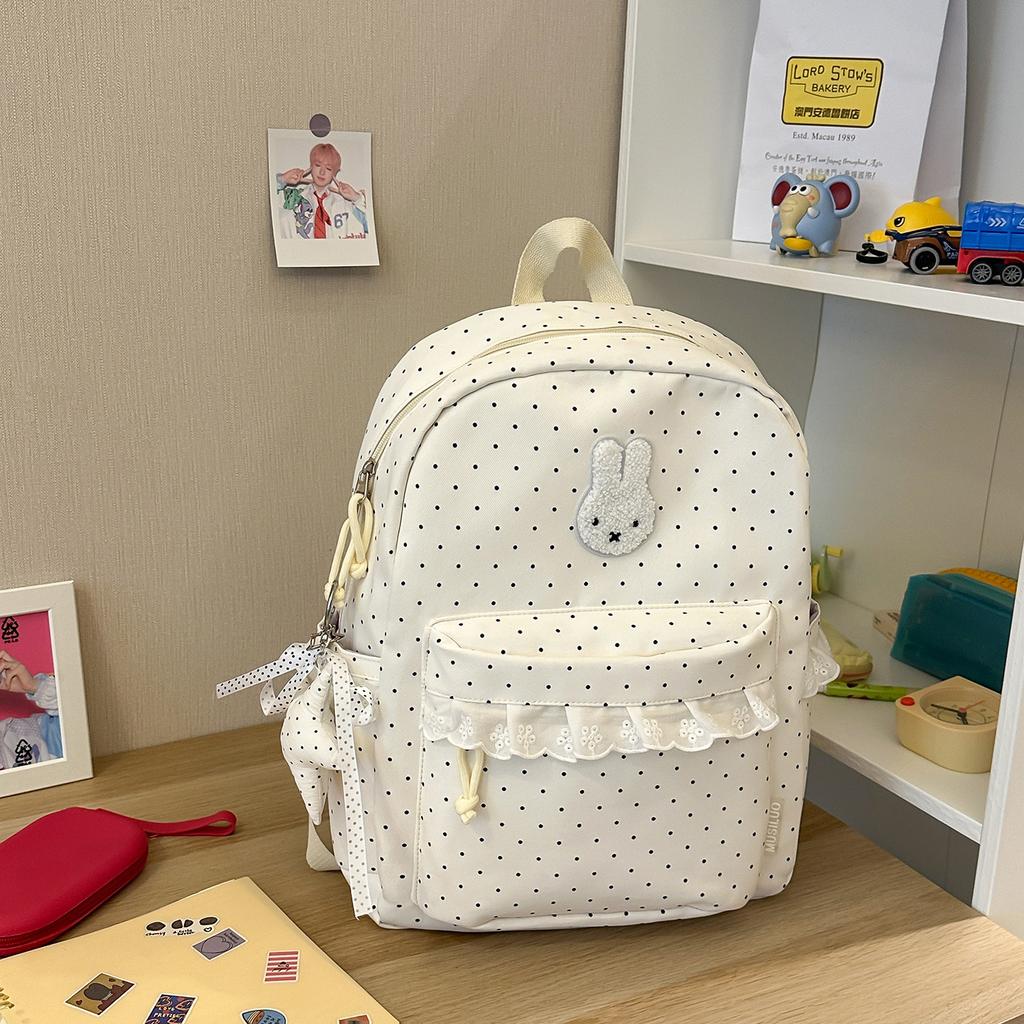 Schoolbag Korean version of the new sweet and cute lace large capacity junior high school student schoolbag polka dot small fresh backpack female