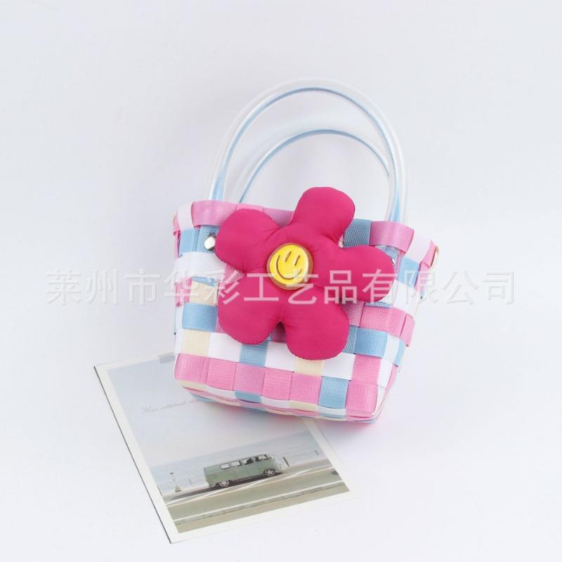 Mini Handbag Sweet Three-dimensional Flower Plastic Woven Basket 100-day Banquet Bridesmaid Gift Basket